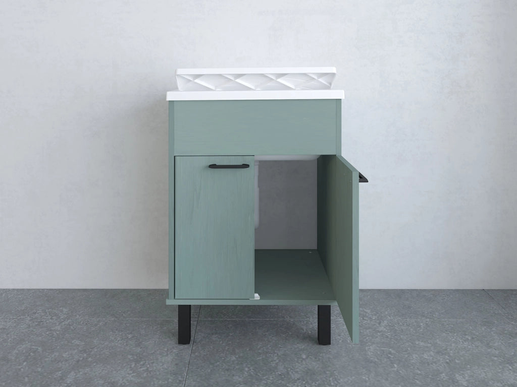 Mobile Lavatoio Smeraldo 60x50x85 cm con Vasca in PP Struttura in PVC Verde Scuro