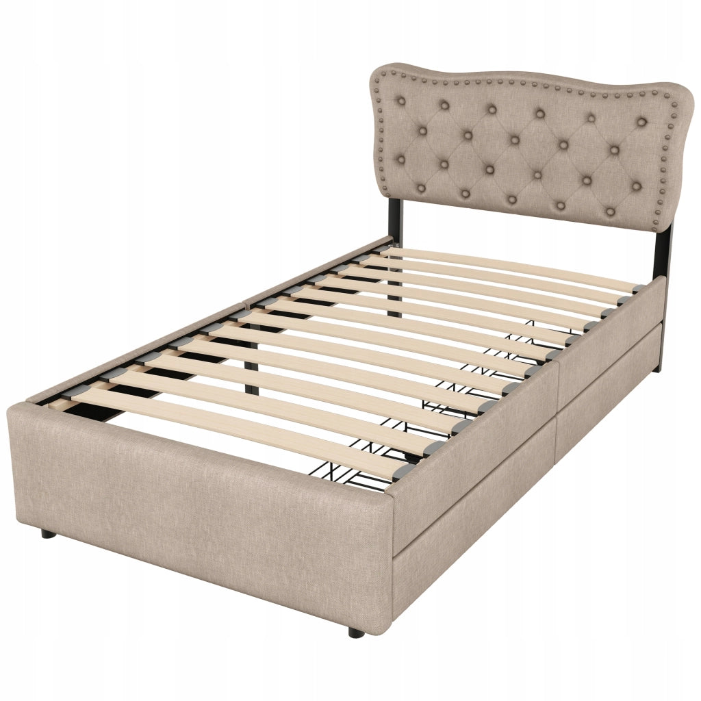 Letto singolo con 2 cassetti e comodino - Xylo - 90x200 - Marrone scuro
