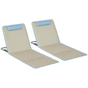Sdraio da Spiaggia Pieghevoli Set 2 Pezzi ¨C zephmum ¨C Beige e Azzurro 53x124x35-45 cm