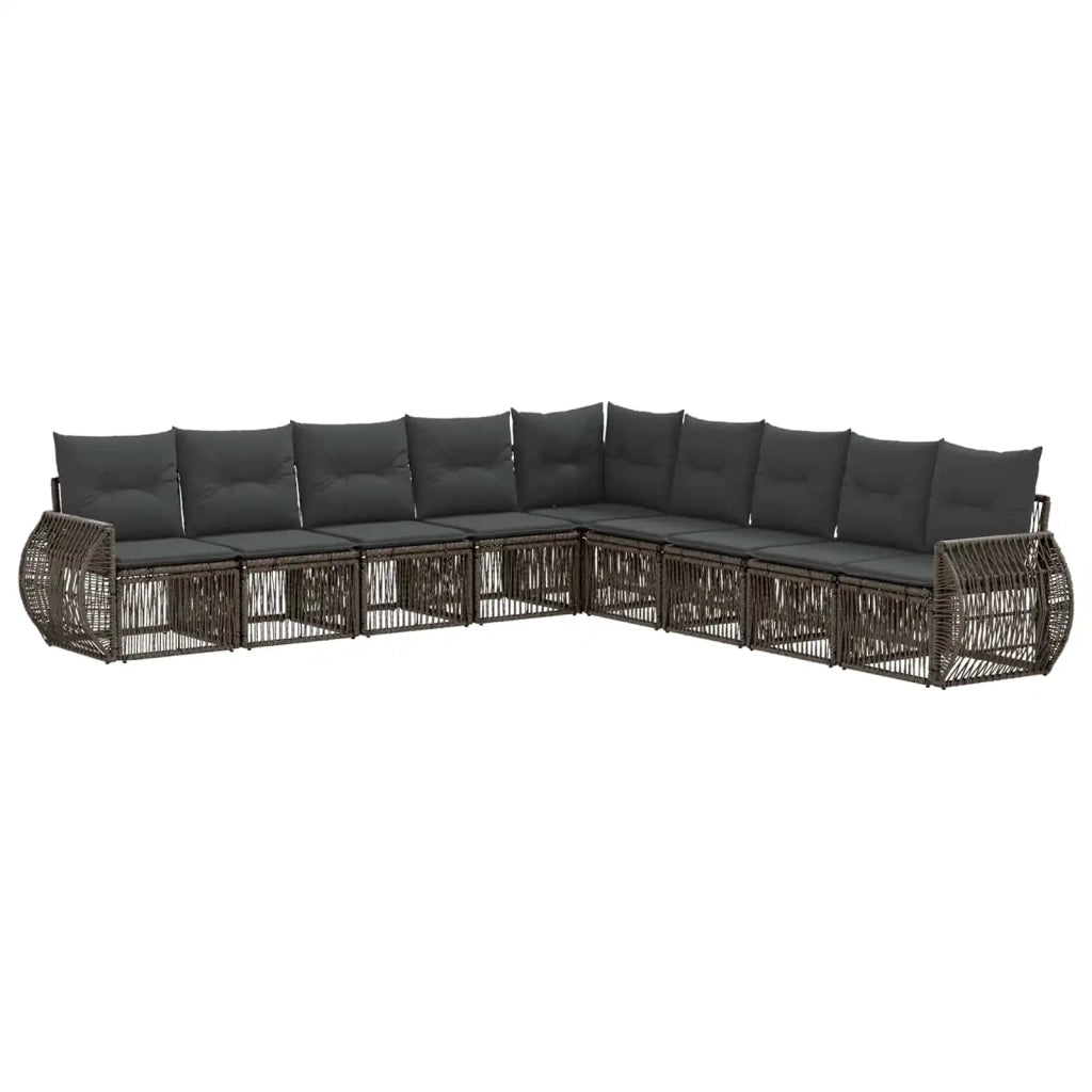 Set Divano da Giardino 9 pcs Grigio e Grigio Scuro polyrattan 3435440