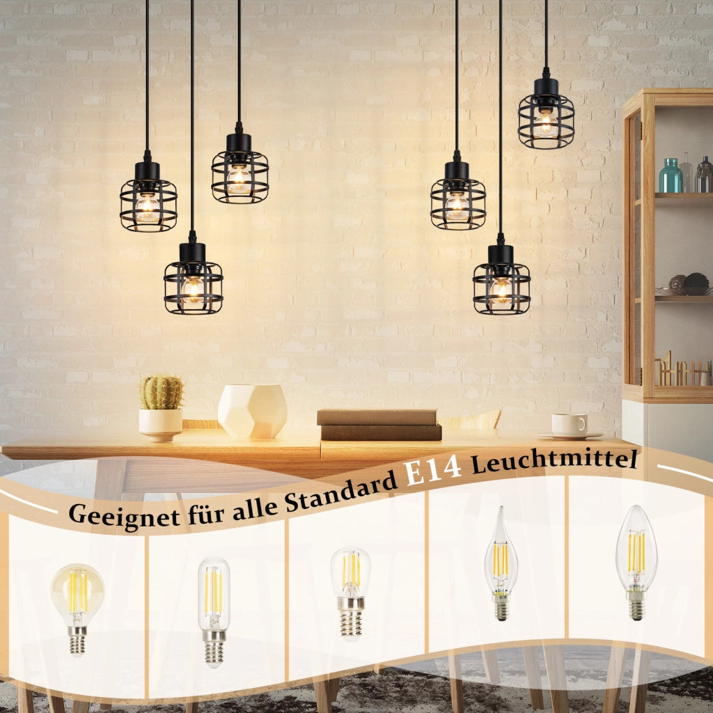 Lampada a sospensione ZMH vintage nera a 3 luci E14 per sala da pranzo cucina o bar (lampadina non inclusa)