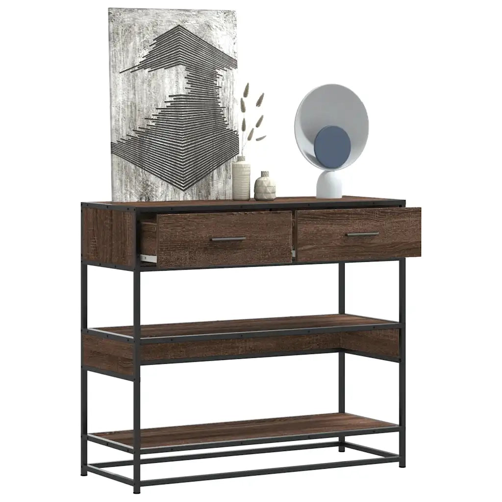Tavolo Consolle | Tavolo d'Ingresso Rovere Marrone 90x35x80 cm Legno Multistrato