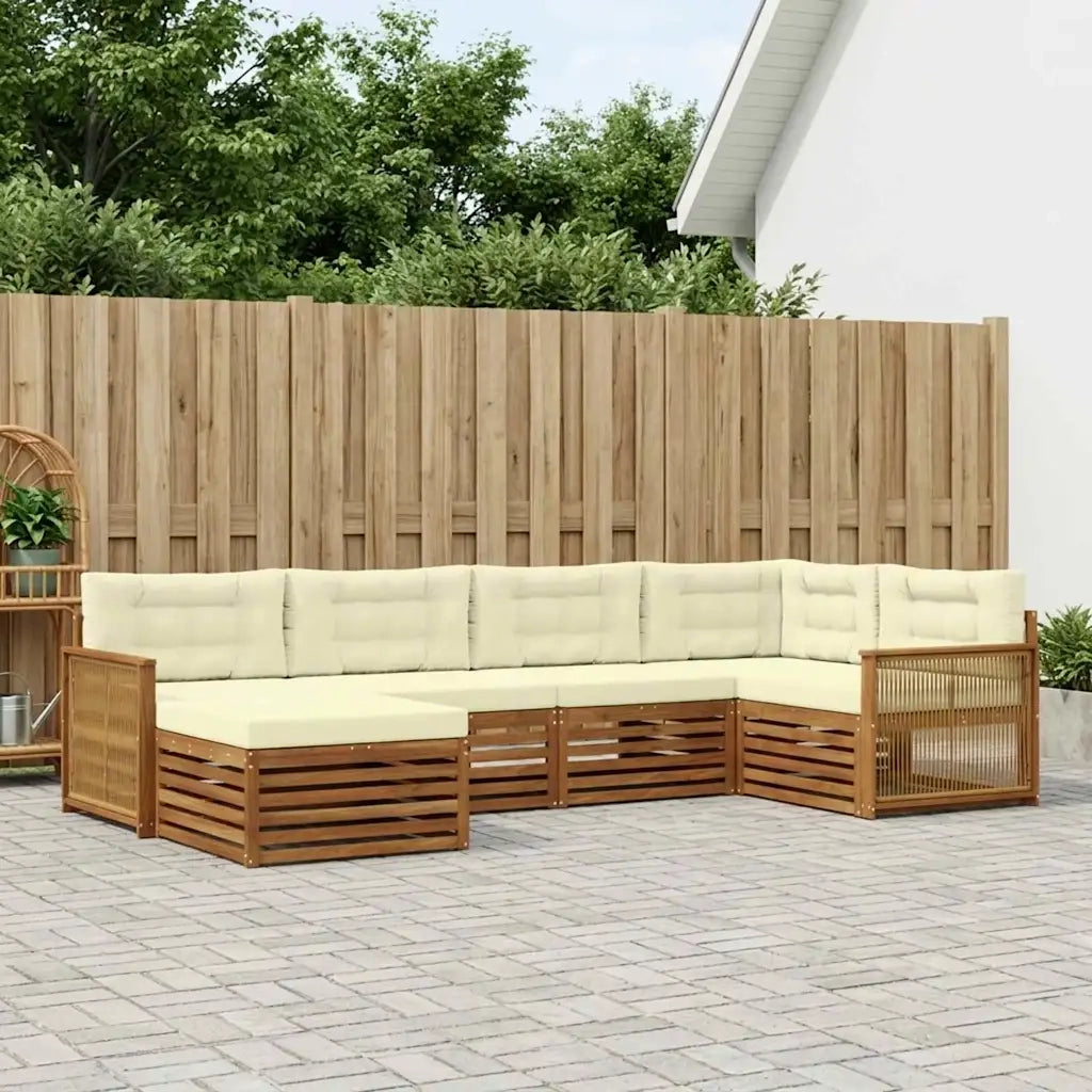 Set di divani da esterno con cuscino 6 pcs Naturale e Crema