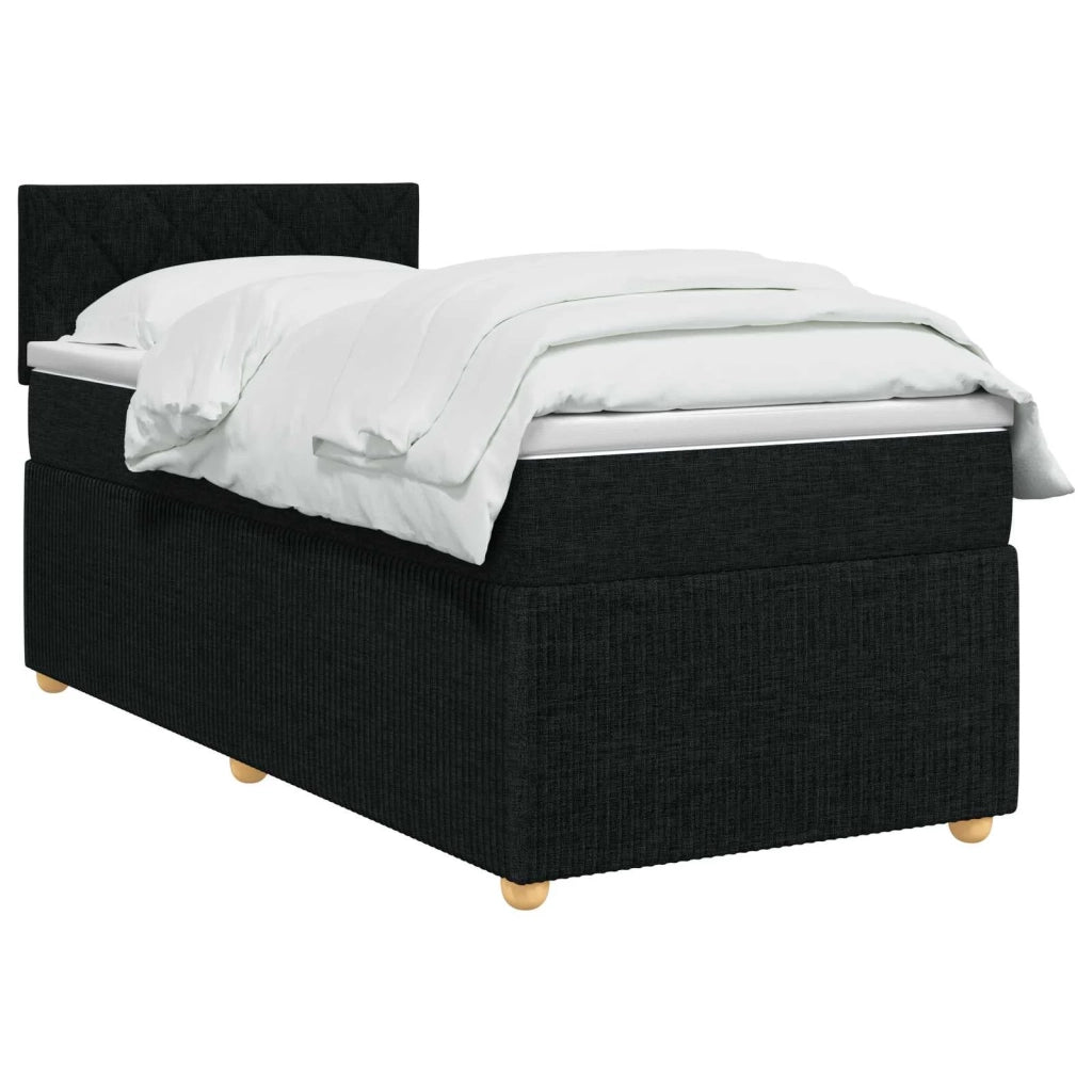 Letto box spring con materasso Nero 100 x 200 cm Tessuto 3452871