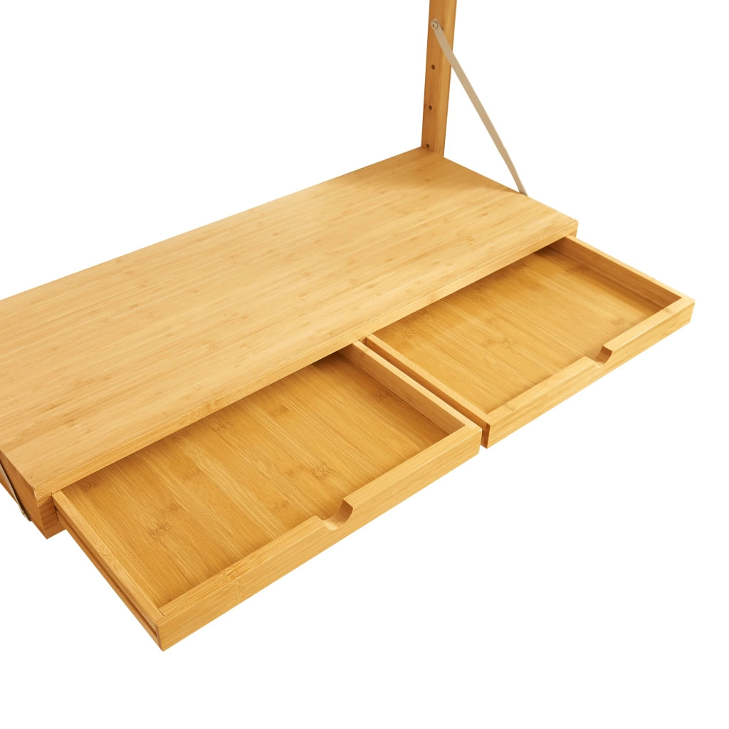 Scaffale dal design senza tempo per soggiorno/camera da letto mobiletto portaoggetti da parete in bambù 176 x 147 x 34 cm finitura naturale 03_0011293