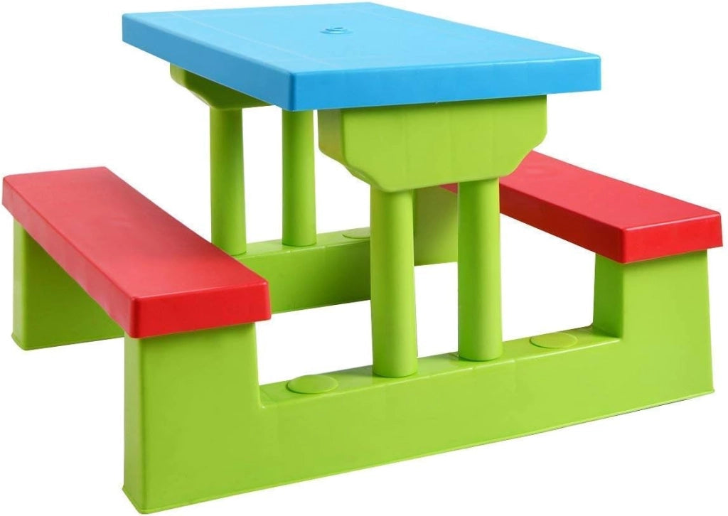 Tavolo da Picnic per Bambini con Parasole Pieghevole, Set di Tavolo e Panche per Festa e Picnic (Colore 2)