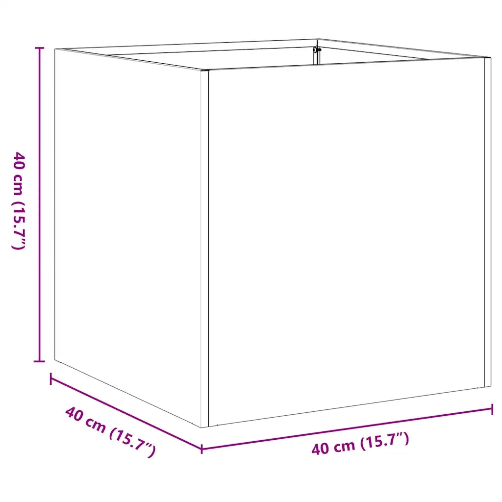 Fioriera-Vaso-Contenitore per Piante Antracite 40x40x40 cm in Acciaio Laminato a Freddo