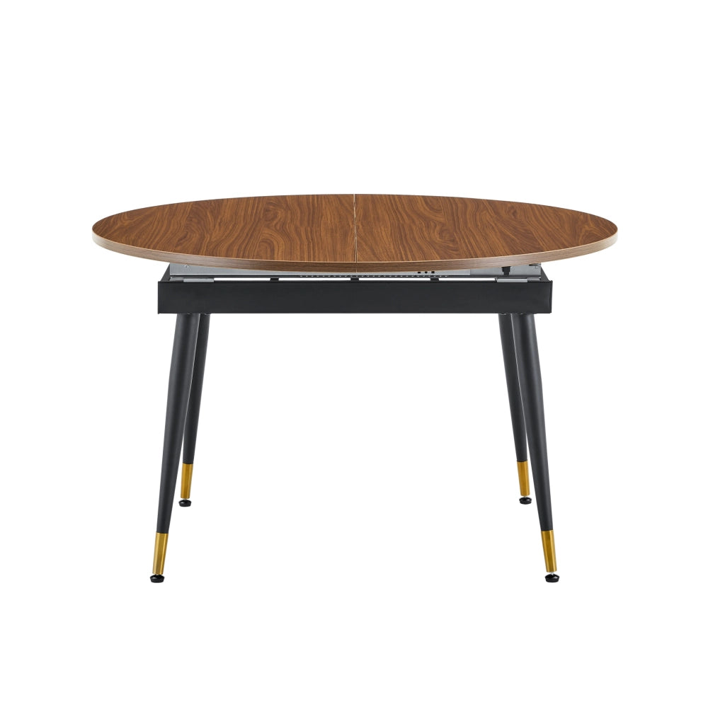 Tavolo da pranzo ovale 200x120x73.66 cm; resistente e facile da pulire; MDF e metallo; nero e noce