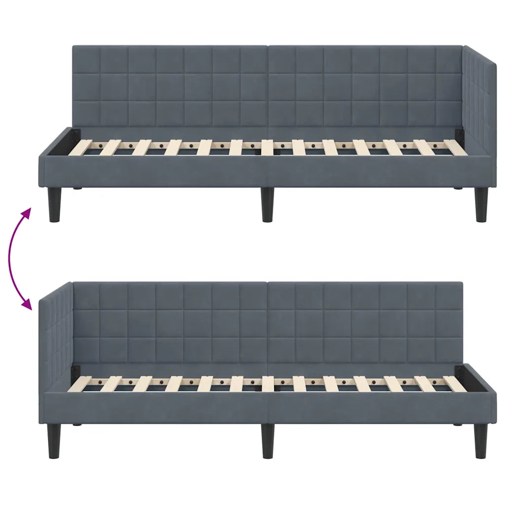 Cornice del letto ad angolo Grigio scuro 80 cm x 200 cm Velluto 42016409
