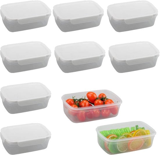 Set di contenitori alimentari in plastica con coperchi, 850 ml, 18 x 11,4 x 6,2 cm, set di contenitori alimentari per frigorifero e forno a microonde, senza BPA.