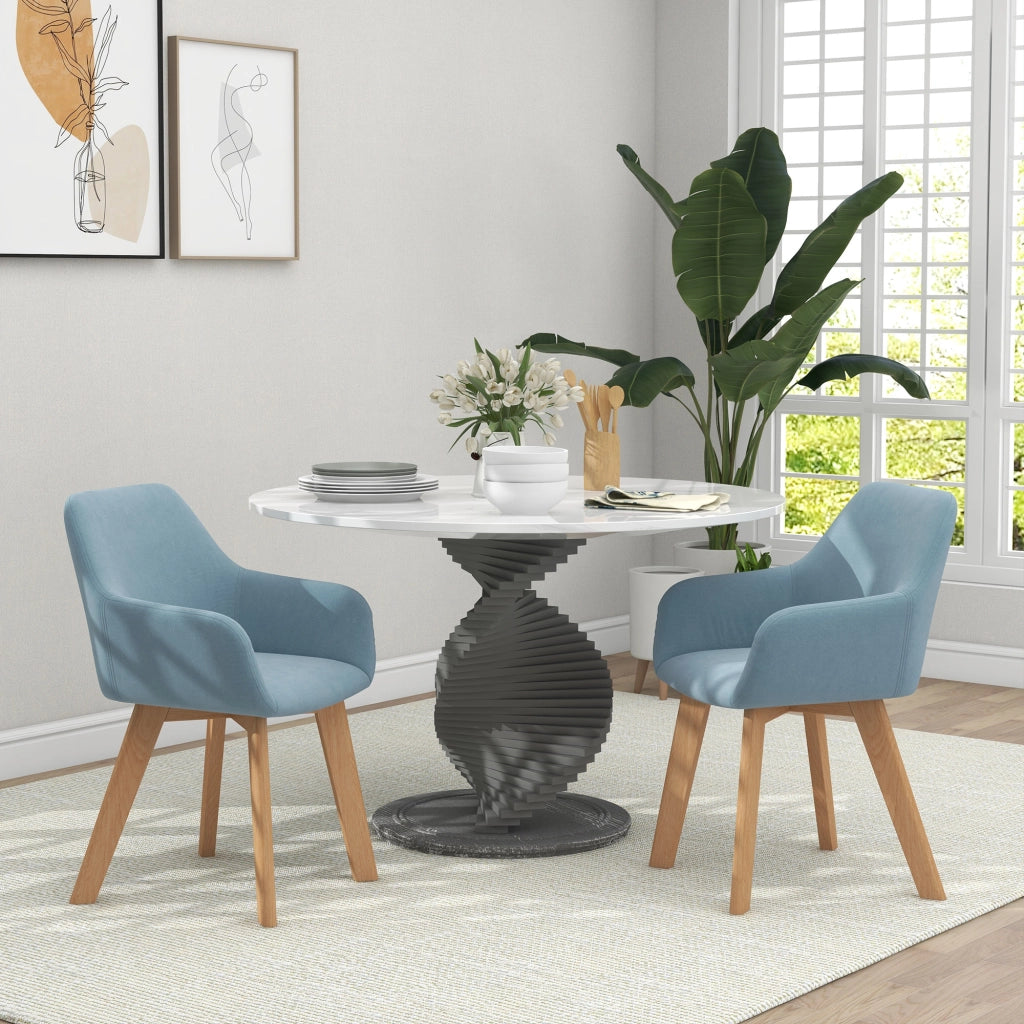 Set 2 Sedie da Pranzo Imbottite ¨C zephmum ¨C Tessuto Velluto, Legno, Blu