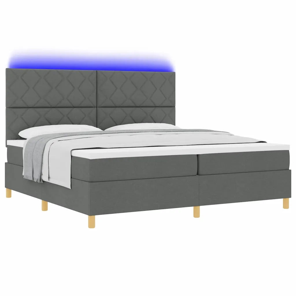 Letto a Sorgente LED Grigio scuro 200 x 200 cm Tessuto 3343202