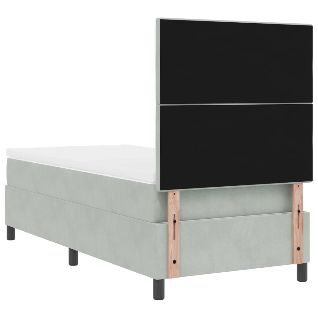 Letto a Molla con Materasso e Luce LED Grigio Chiaro 100x200 cm Velluto