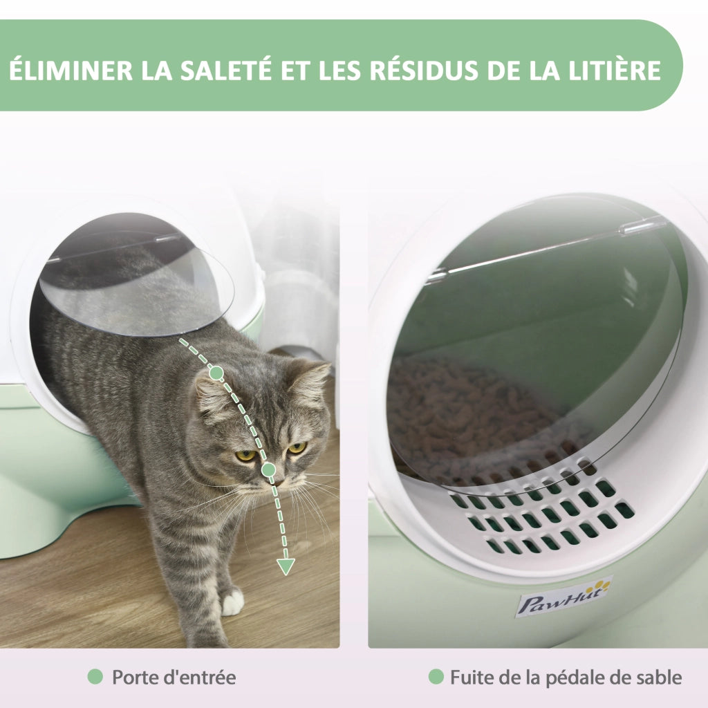 Mobile per lettiera gatto con porta ¨C zephmum ¨C verde e bianco 53x51x48 cm