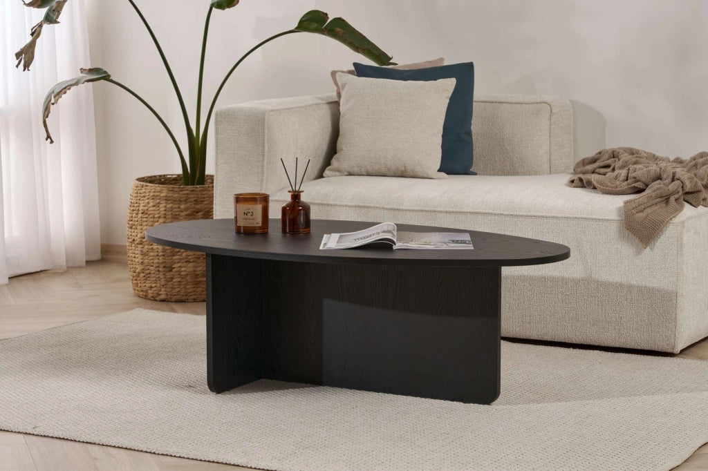 Parona, Tavolino da Salotto Forma Ovale, 120x65x40h cm Nero