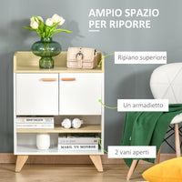 Mobile Multiuso 2 Ante 3 Ripiani 60x30x78 cm in Legno Bianco