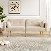 Divano letto 2 posti reclinabile 155x85;5 cm beige con 2 cuscini HOMVRA