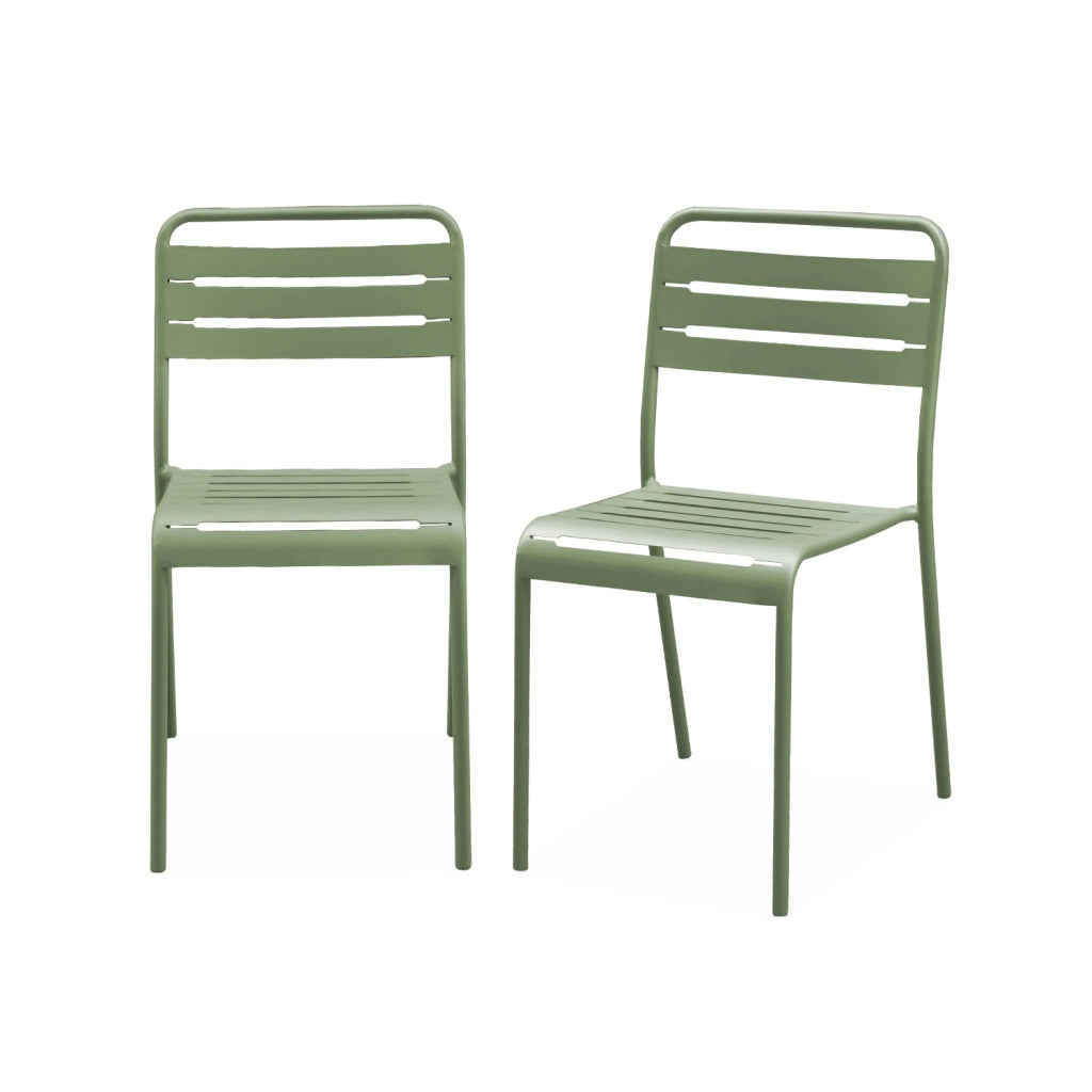 set 2 sedie da giardino bistrot in acciaio, verde