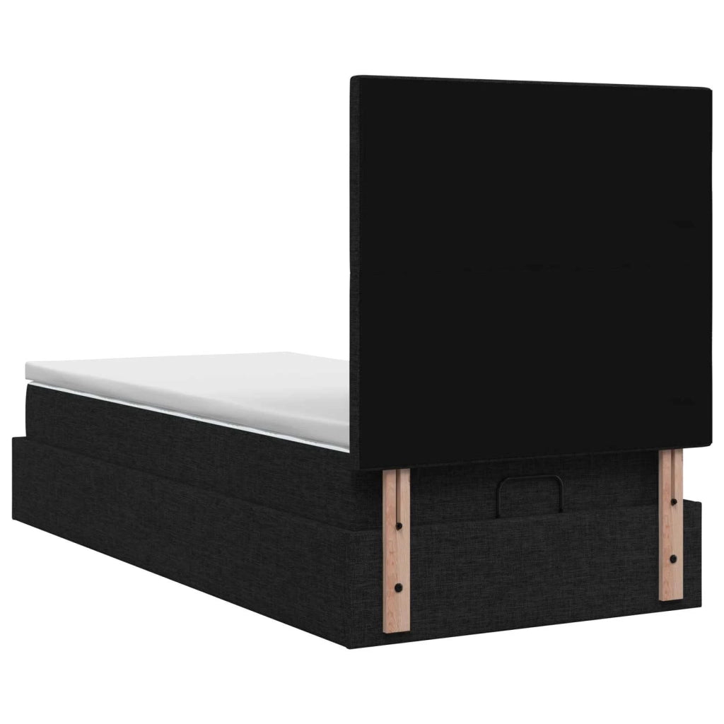 Letto Ottomano con Materasso e LED Nero 100 x 200 cm Tessuto 3458050