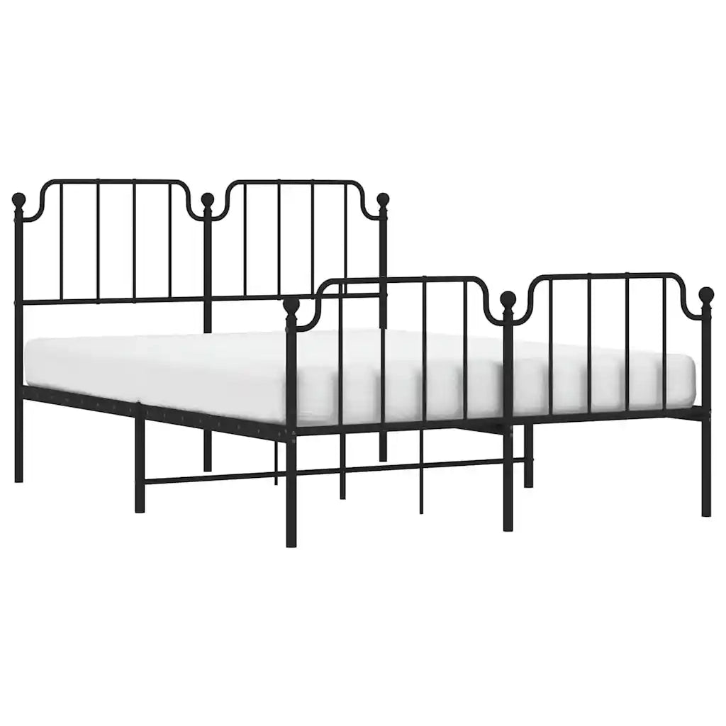 Giroletto con Testiera e Pediera Metallo Nero 150x200 cm 373907
