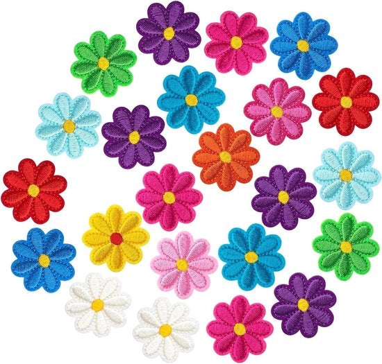 24 pezzi di patches di fiori - carine margherite - patches DIY per cucire abbigliamento