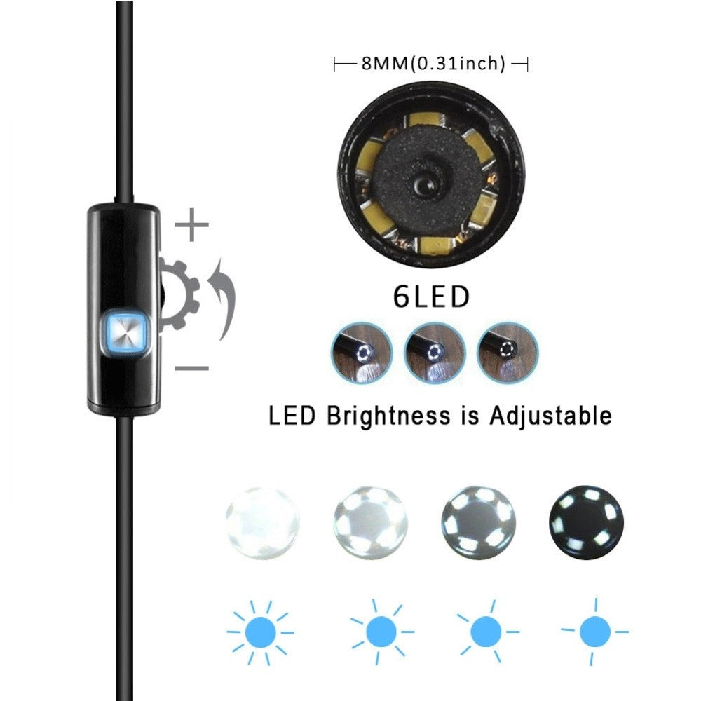 Trade Shop - Telecamera Endoscopica Per Ispezione Wifi Per Smartphone 6 Led Mt Ip67 -