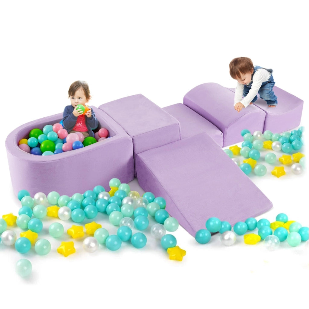Set di gioco in schiuma a 5 pezzi per bambini con piscina di palline coperture lavabili-Blocchi creativi Viola