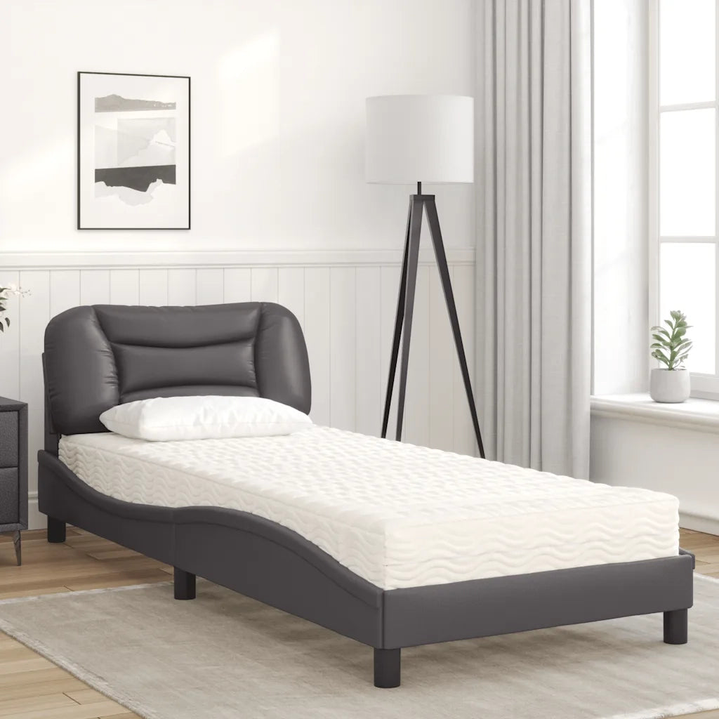 Letto con Materasso Hvar Grgio 90x200 cm in Similpelle 3208699