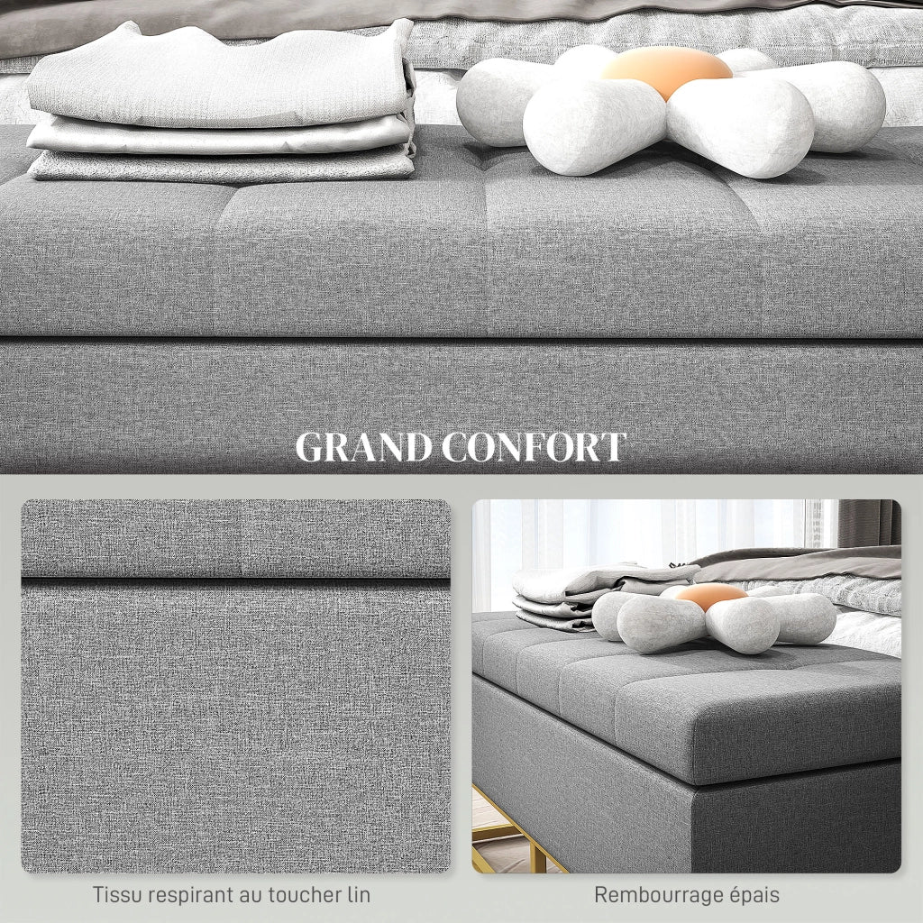 Divanetto 2 posti con contenitore ¨C zephmum ¨C 110x44x48 cm grigio dorato