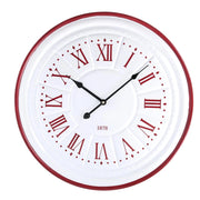 Orologio legno metallo bianco rosso cmø50x4,5
