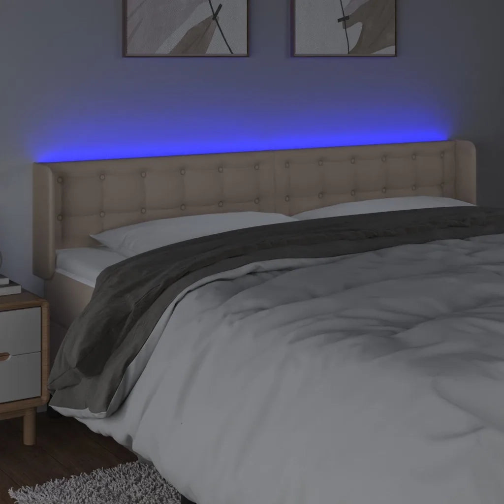 Testiera Cappuccino a LED 163x16x78/88 cm in Similpelle