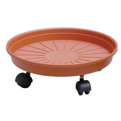 SOTTOVASO TONDO + RUOTE MARGHERITA ICS - PP TERRACOTTA X VASO CM 35- 3 pezzi