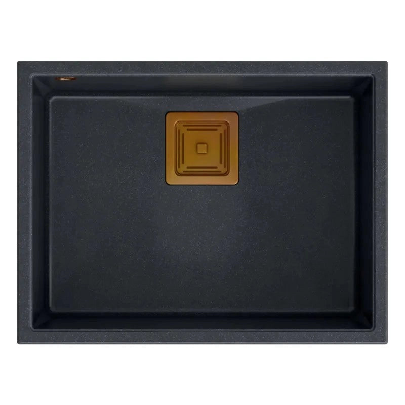 Lavello In Granito David 50 Black Metallic Tappo acciaio