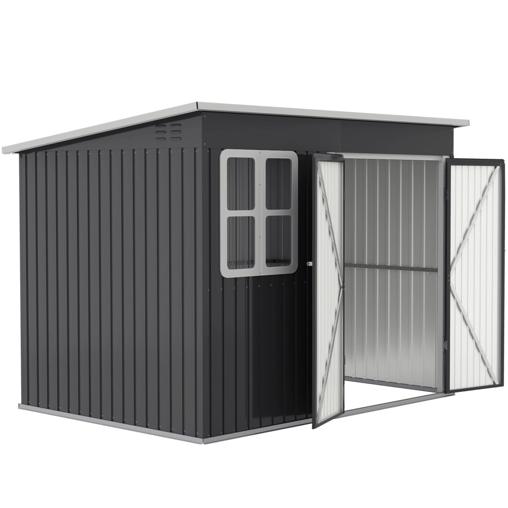 Capanno da giardino in metallo ¨C zephmum ¨C grigio scuro 260x177x190 cm