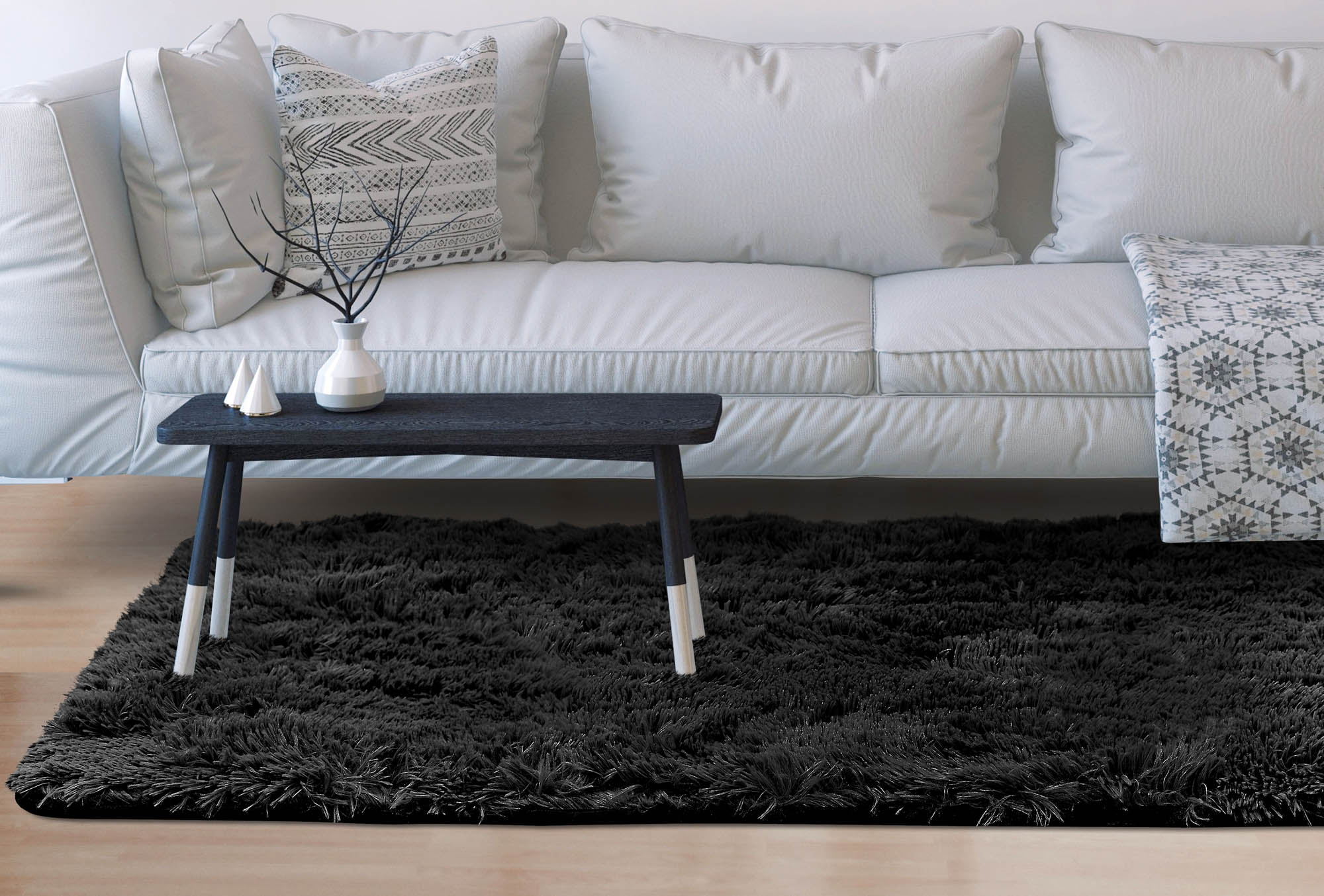 AIO FACTORY 80x120 cm TAPPETO SHAGGY ANTISCIVOLO Nero - Tappeto morbido