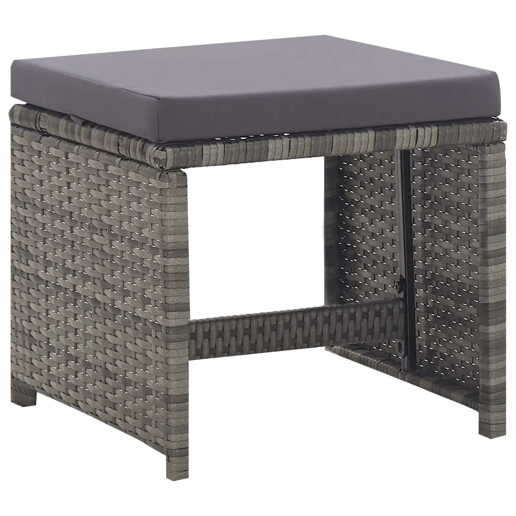 Set da Pranzo da Giardino 5 pz Polyrattan e Acacia Antracite cod mxl 55951