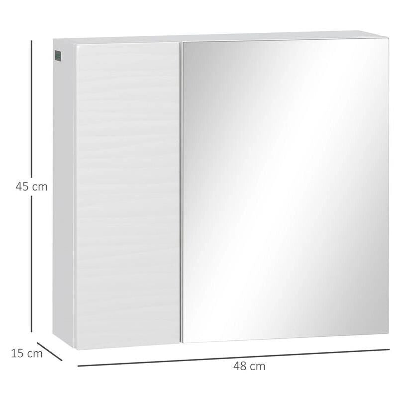 ARMADIO A SPECCHIO DA BAGNO CON 4 RIPIANI REGOLABILI 48X15X45 CM BIANCO