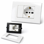 Placca Placchetta 503 Incasso 2 Posti con Interruttore e Presa Schuko