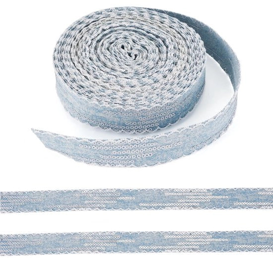 Decorazione con Pailletten 10 Yards - Poliestere - 27 mm di Larghezza - Accessori di Abbigliamento - Lint Decorativo con Effetto Glamour