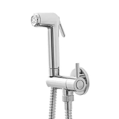 Set doccetta bidet cromata in abs con pulsante on/off e supporto con rubinetto