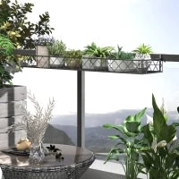 Fioriera da Esterno Portavasi con Ganci per Ringhiera Balcone in Metallo, 100x31x12cm, Nero