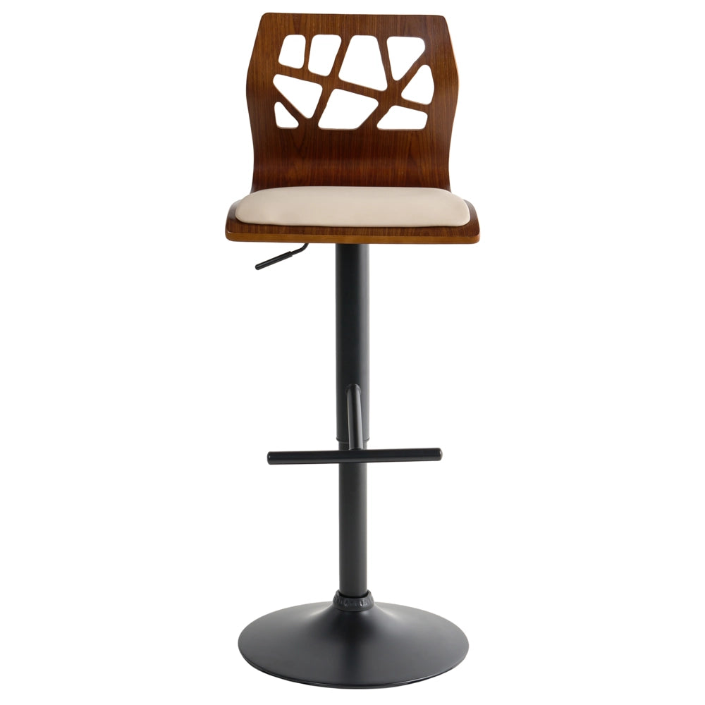 Set di 2 sgabelli da bar in ecopelle beige e nero Girevole Alzata a Gas Regolabile in Altezza Moderno