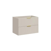 Mobile sottolavabo NOXERA – 80 cm – 2 cassetti – Beige opaco – Finiture di alta gamma sospese