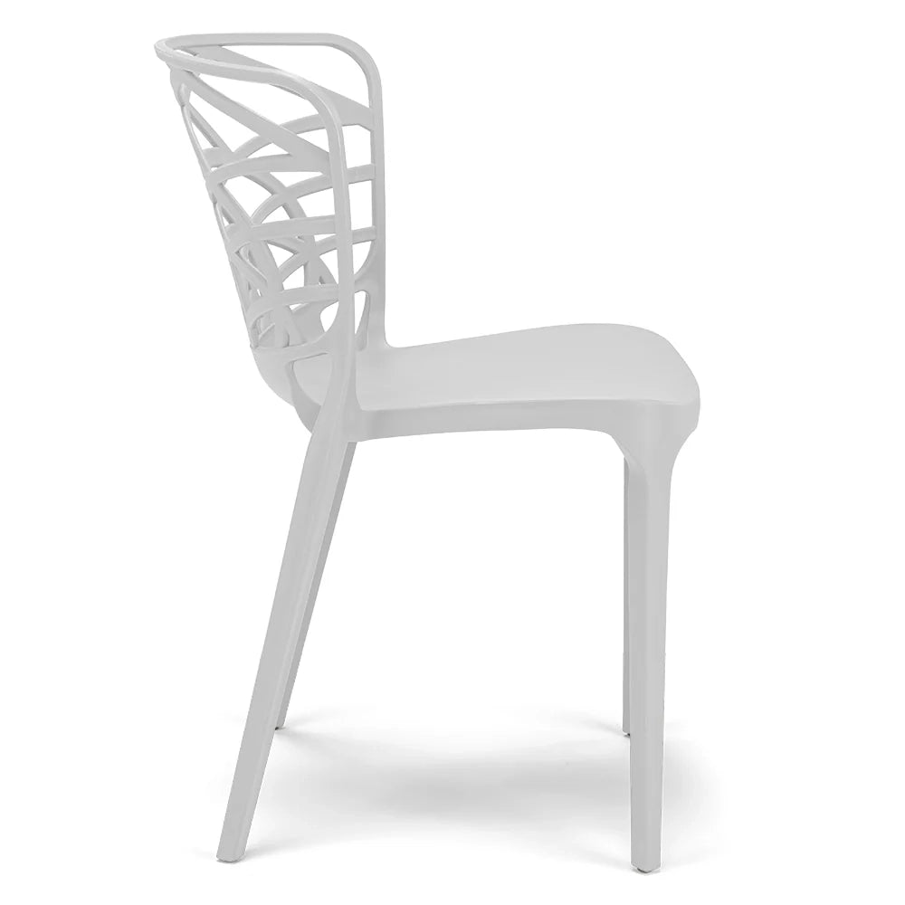 Set 4 sedie in polipropilene ARMONIA, impilabile, resistente ai raggi UV, design moderno, ideale per sala da pranzo, cucina, sala d’attesa, bar, ristoranti o giardino, colore Bianco