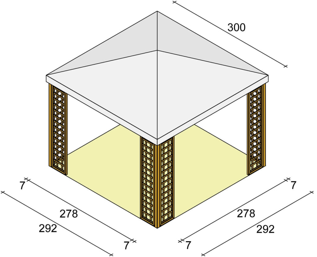 Gazebo da Giardino in Legno 3x3m con Copertura in PVC Taini Leon Pocket