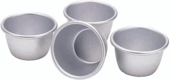 Set di formine per torte di budino in alluminio anodizzato miniatura da 75 cm, con 4 formine.