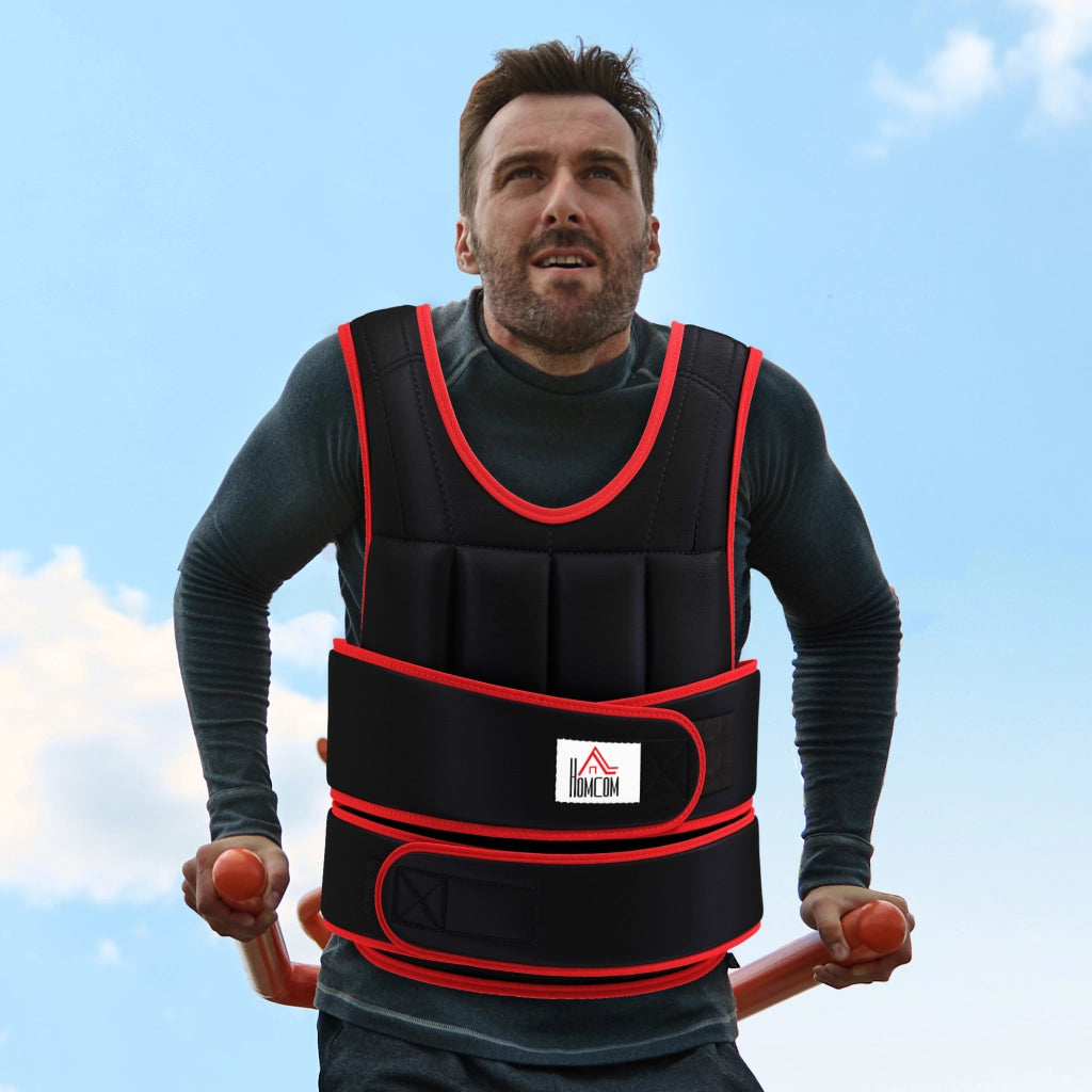 Gilet Pesi per Allenamento con Cinture Doppie Regolabile ¨C zephmum ¨C Nero e Rosso 60x50 cm