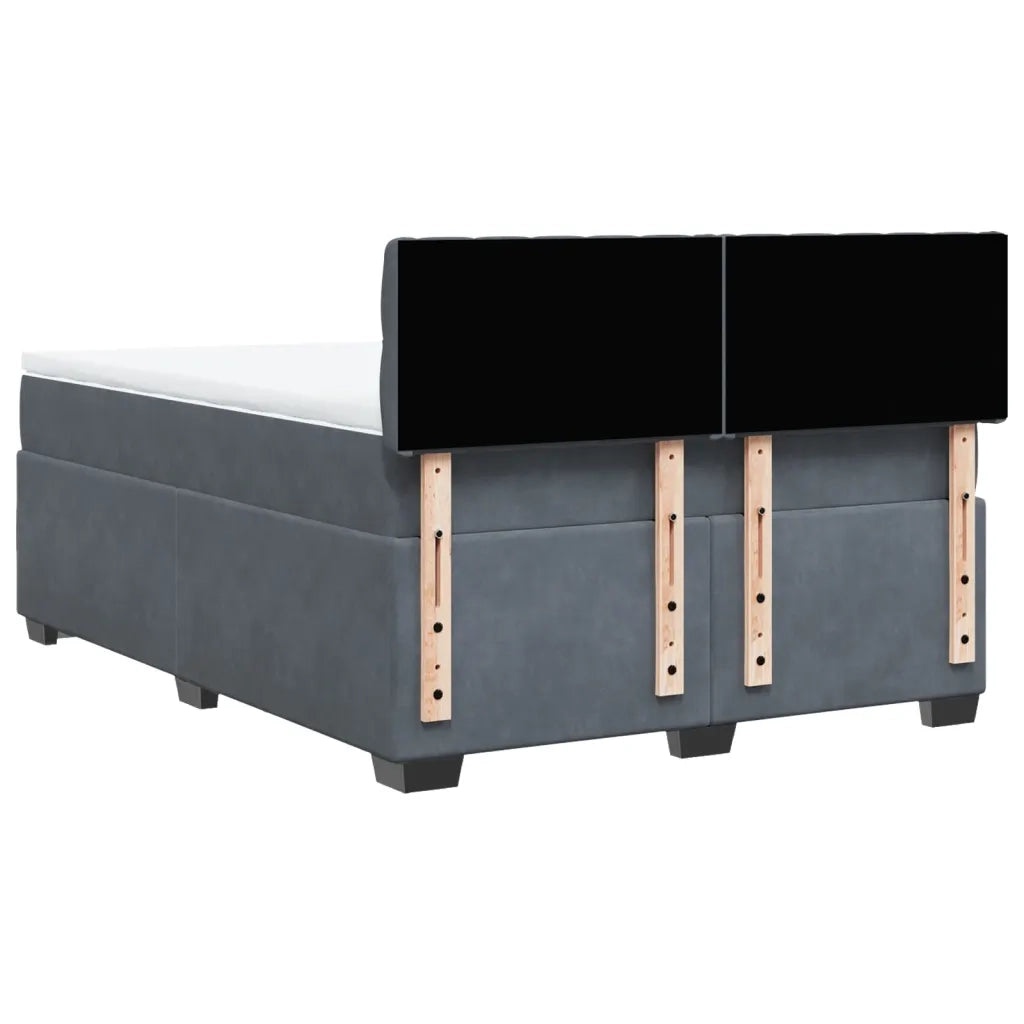 Giroletto a Molle con Materasso Grigio Scuro 160x200 cm Velluto 3288661