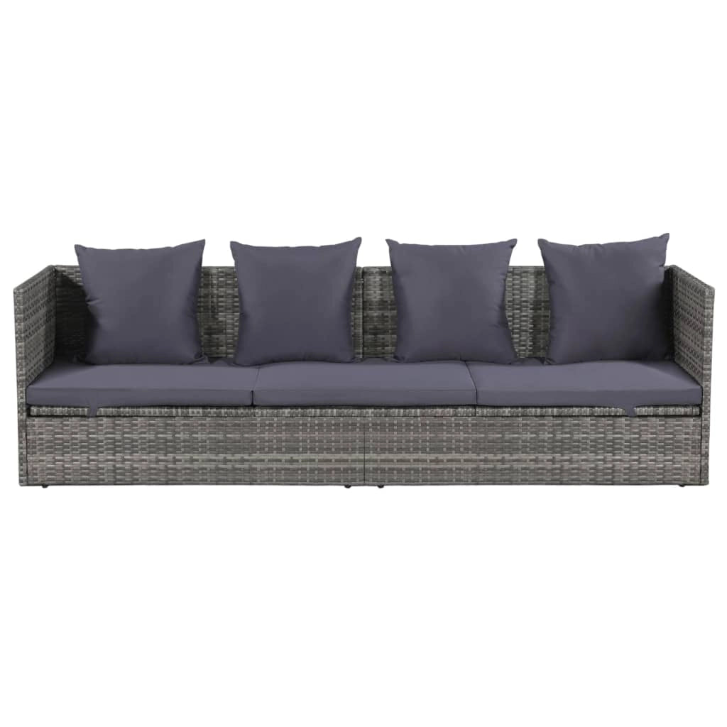 Letto da giardino grigio 200 x 60 cm resina intrecciata 02_0012002