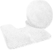 Set di asciugamani per bagno a microfibra, 2 pezzi, copriwater 47 x 50 cm e tappeto per pavimento con foro 50 x 55 cm, bianco